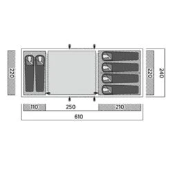 Easy Camp Leka Twin 6 Tent (2025) -Out Door World 120492 leka twin 6 drawing floorplan3