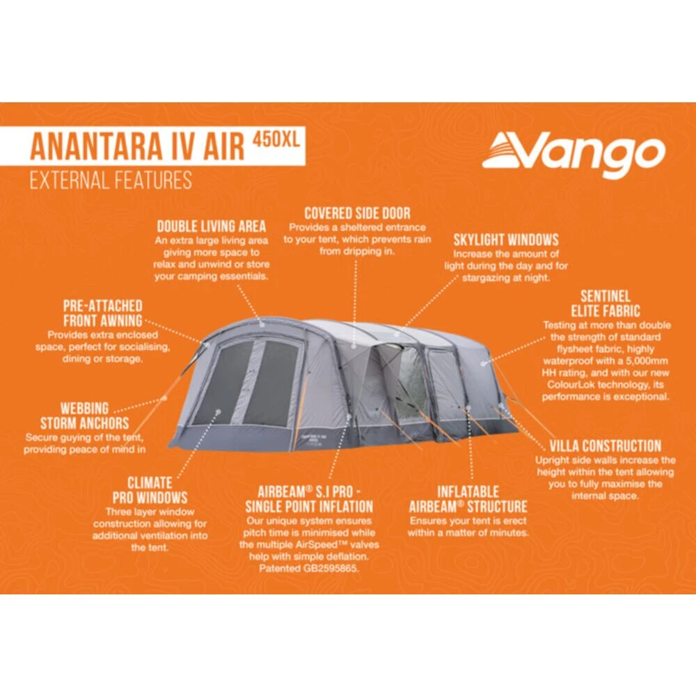 Vango Airbeam Vango Anantara IV 450xl Air Tent 12 Vango Airbeam Vango Anantara IV 450xl Air Tent - Image 12