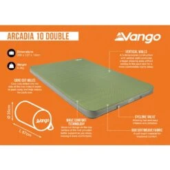 Vango Arcadia 10 Double Self Inflating Mat -Out Door World arcadia 10 double infographic lowres