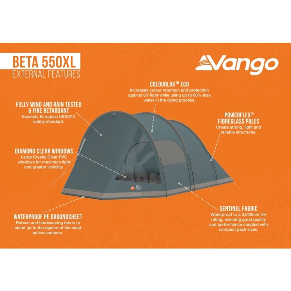 Vango Beta 550xl Tent (Mineral Green) 6 Vango Beta 550xl Tent (Mineral Green) - Image 6
