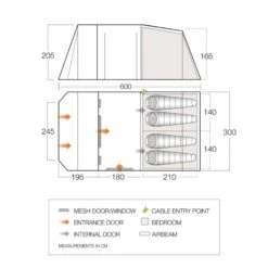 Vango Lismore TC 450 Poled Tent Package (incl Footprint) 11 Vango Lismore TC 450 Poled Tent Package (incl Footprint) -Out Door World floorplan lismore tc 450