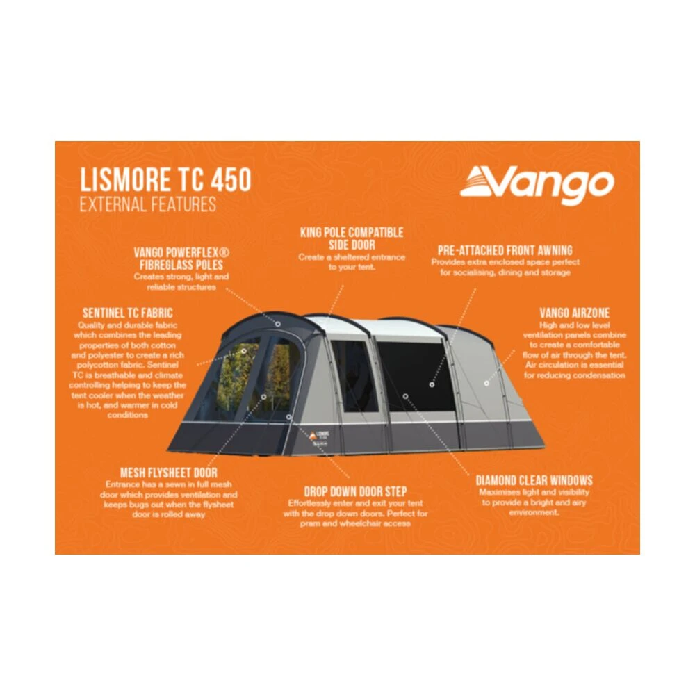 Vango Lismore TC 450 Poled Tent Package (incl Footprint) 4 Vango Lismore TC 450 Poled Tent Package (incl Footprint) - Image 4