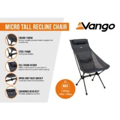 Vango Micro Tall Recline Chair (India Ink) -Out Door World micro tall recline chair india ink infographic lowres