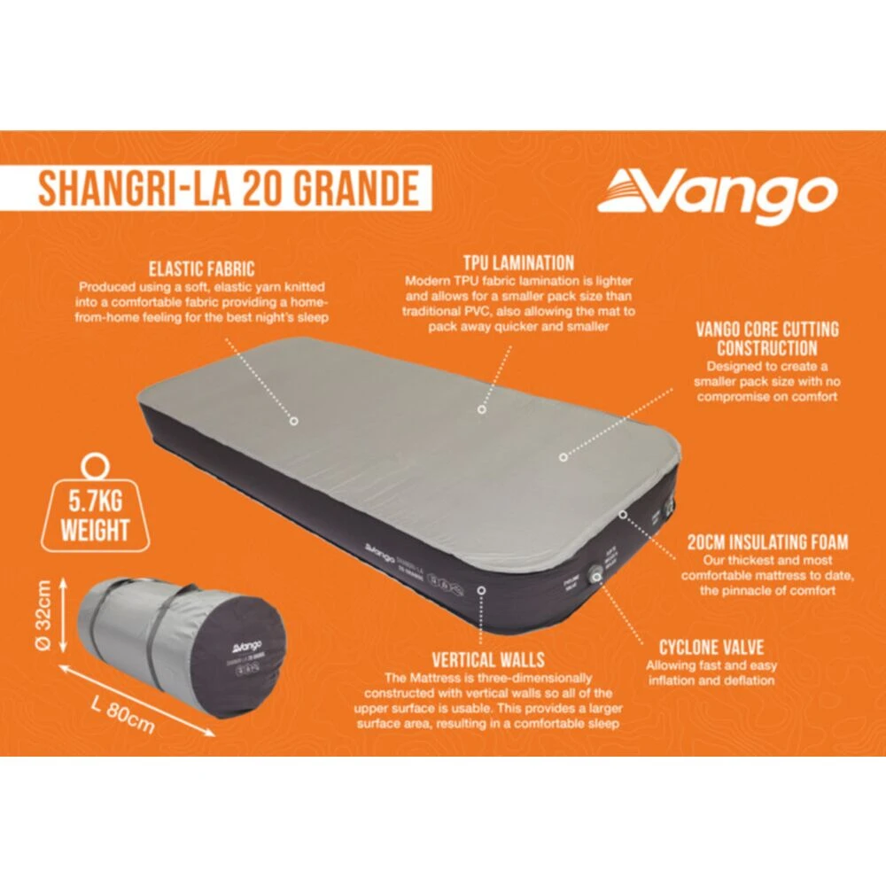 Vango Shangri-La II 20cm Grande Self-Inflating Mattress 2 Vango Shangri-La II 20cm Grande Self-Inflating Mattress - Image 2