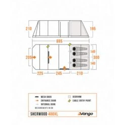 Vango Sherwood 400xl Poled Tent Package (incl Footprint) 23 Vango Sherwood 400xl Poled Tent Package (incl Footprint) -Out Door World sherwood 400xl floorplan low res