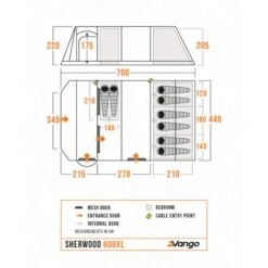 Vango Sherwood 600XL Poled Tent Package (incl Footprint) 23 Vango Sherwood 600XL Poled Tent Package (incl Footprint) -Out Door World sherwood 600xl floorplan low res